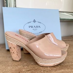 Prada  Women’s Patent Leather Nude Slides